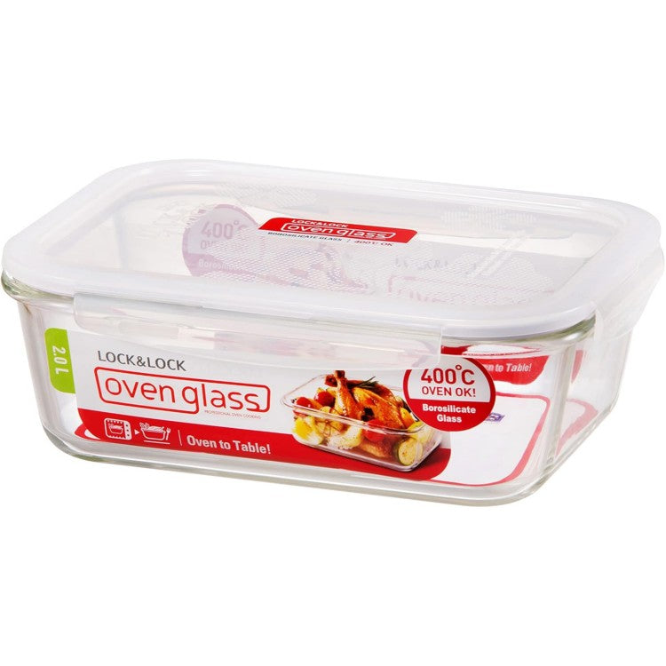 L&L Heat Resistant Glass Container Euro Rectangular 2.0L - LLG455